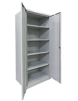 Metal household cupboard with shelves