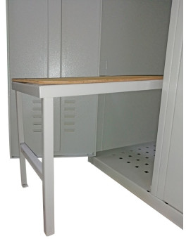 Folding bench for metal cabinet