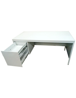 Written metal table with three drawers