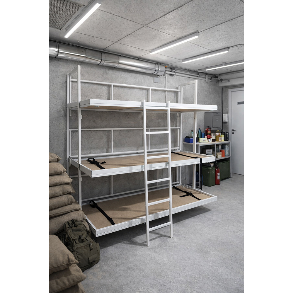 Triple-Tier Wall-Mounted Bed for Protective Shelters KM-3N.2400 - 3 Triple-Tier Wall-Mounted Bed for Protective Shelters KM-3N.2400 - 3