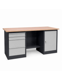 Metal table for the workshop with drawer