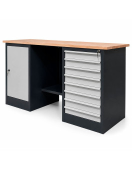 Metal table for the workshop with drawer