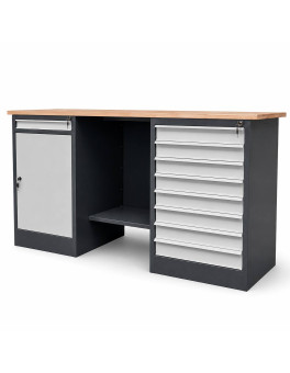 Metal table for the workshop with drawer
