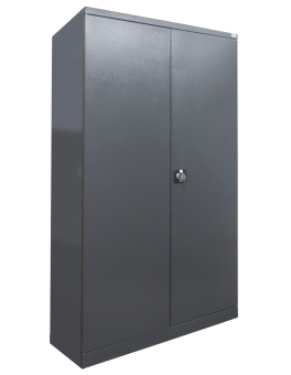 Metal cabinet for a workshop with four shelves